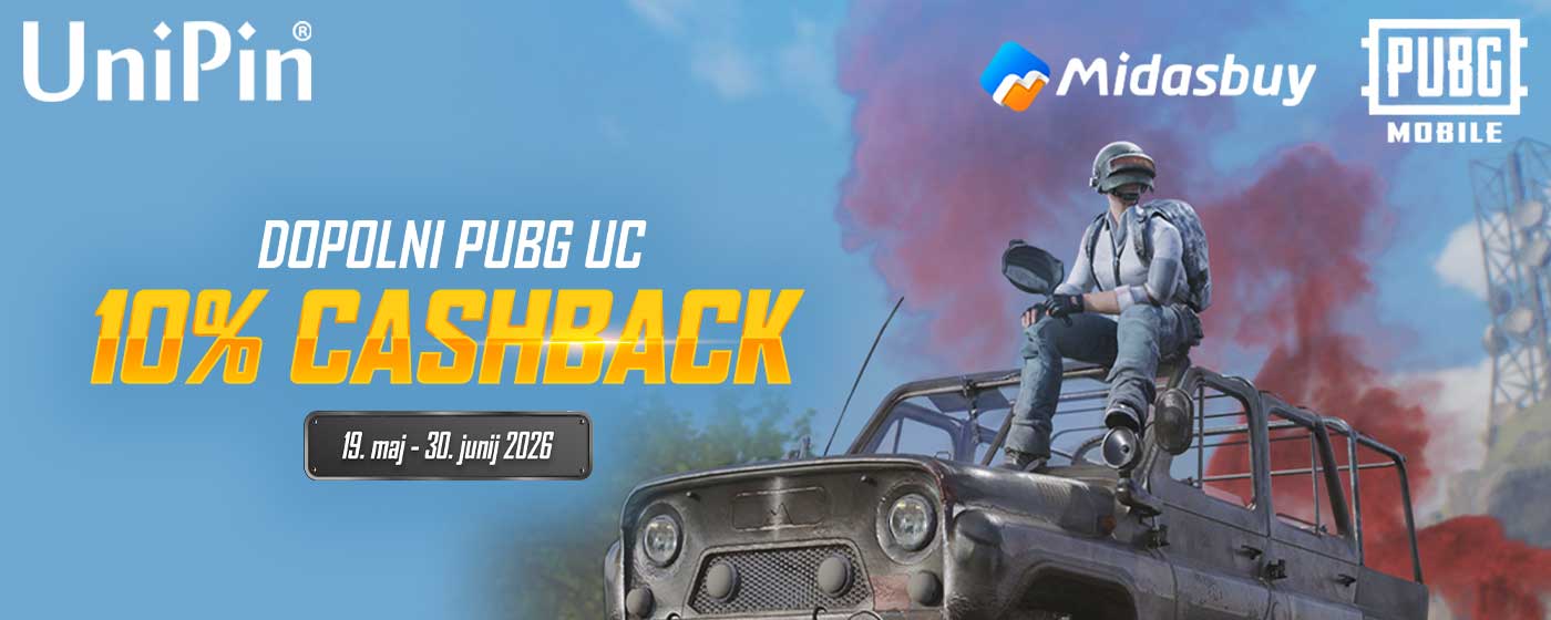 🎮 Pridruži se ekipi in pridobi 10 % cashback na PUBG UC 💸